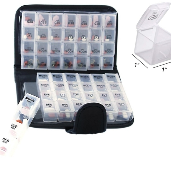 Smart Essentials Black 14 Day Pill & Vitamin Organizer - 7.5" L, 5" W, 2.25" H - Picture 4 of 7